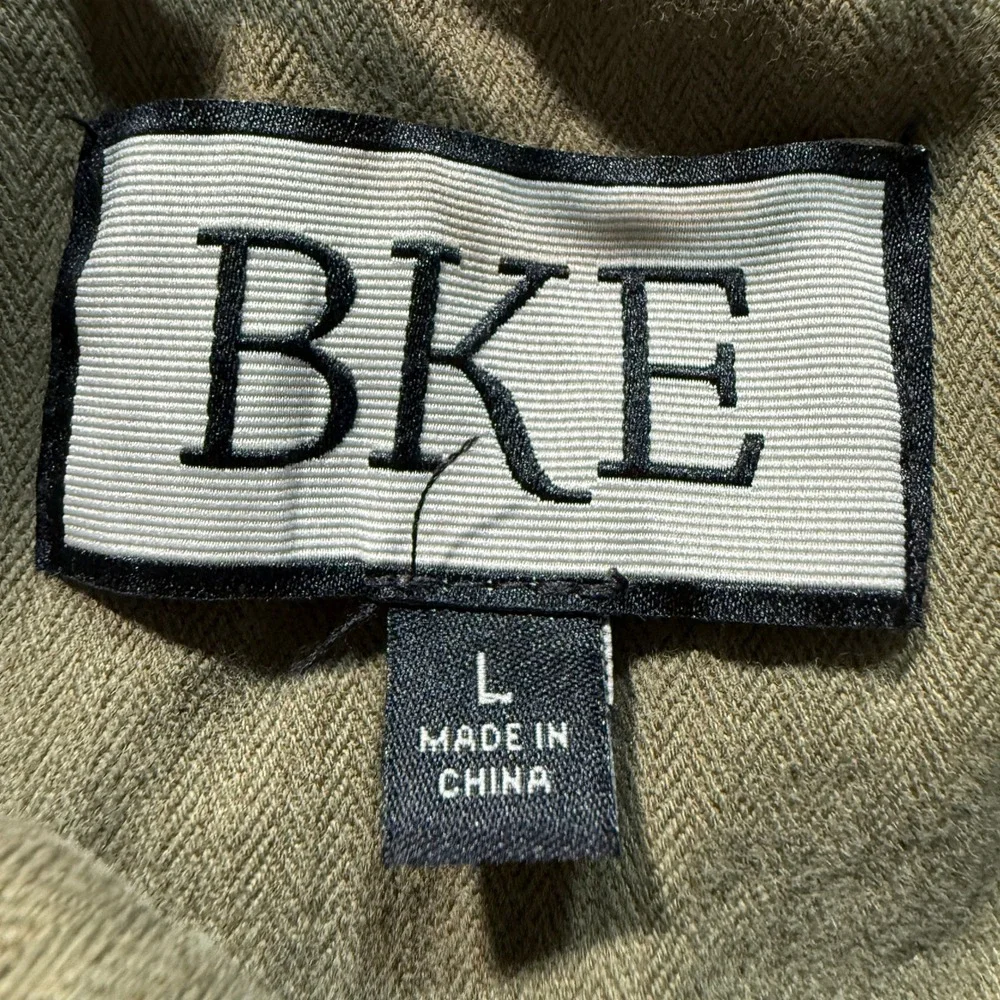 BKE Shacket Womens LOlive Green Beaded Patch Military Cotton Utility Y2K